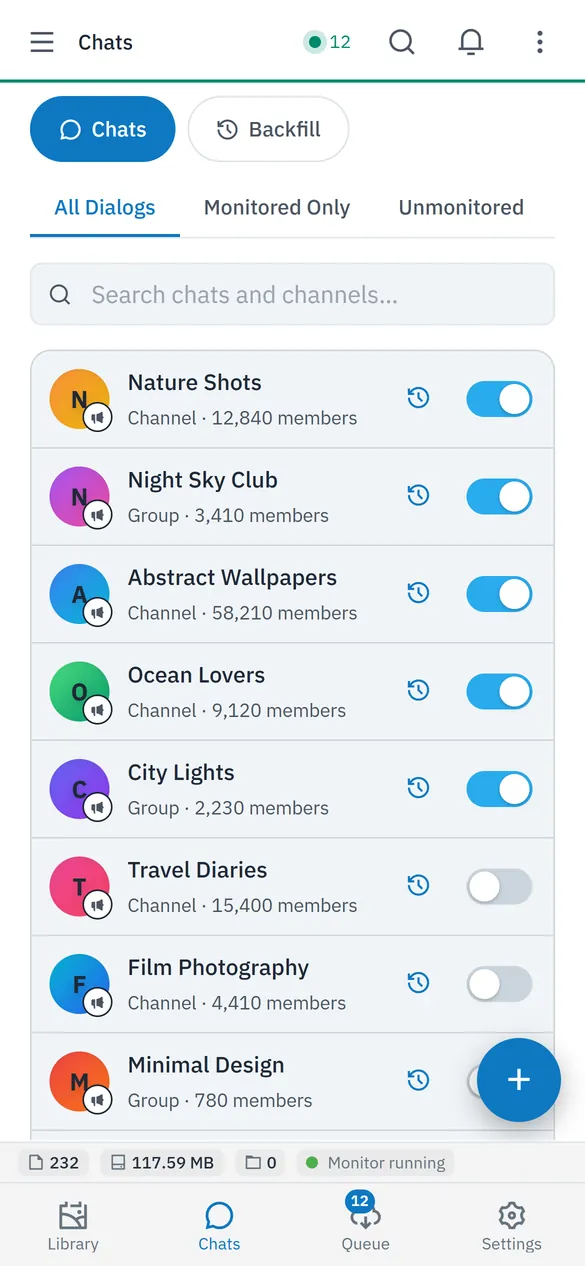 Chats on a phone, light theme