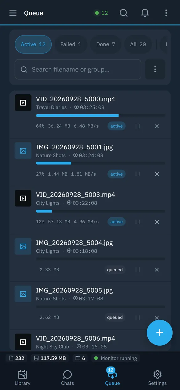 Download queue on a phone