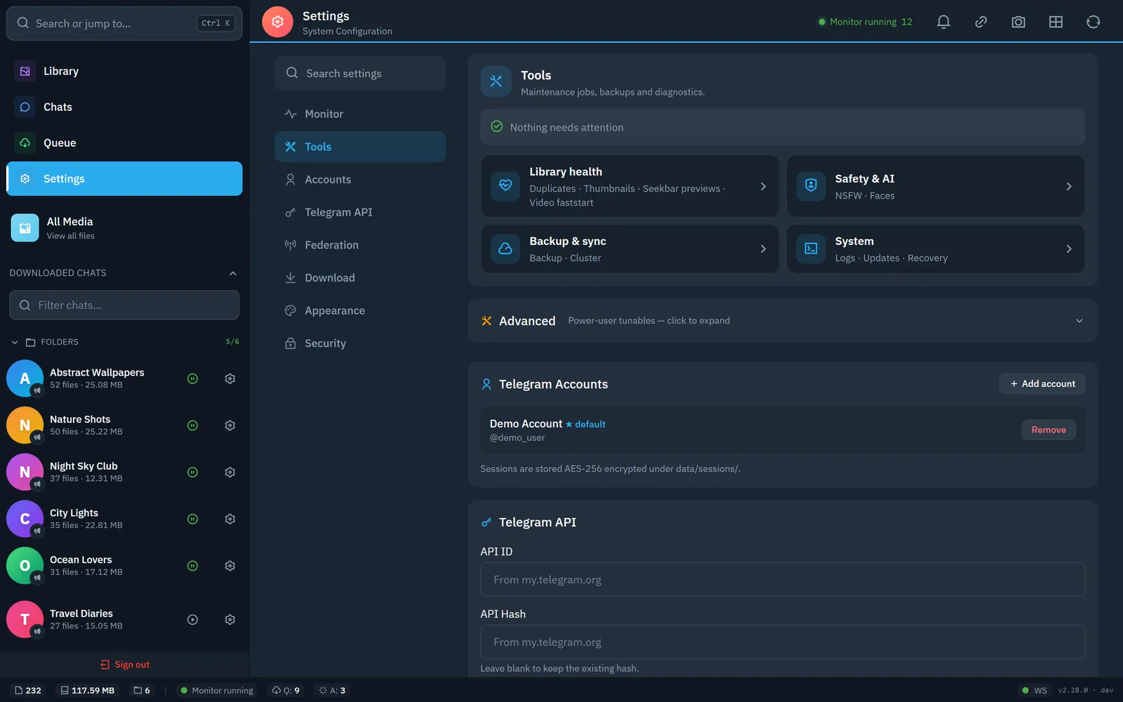 Tools: library health, safety and AI, backup and sync